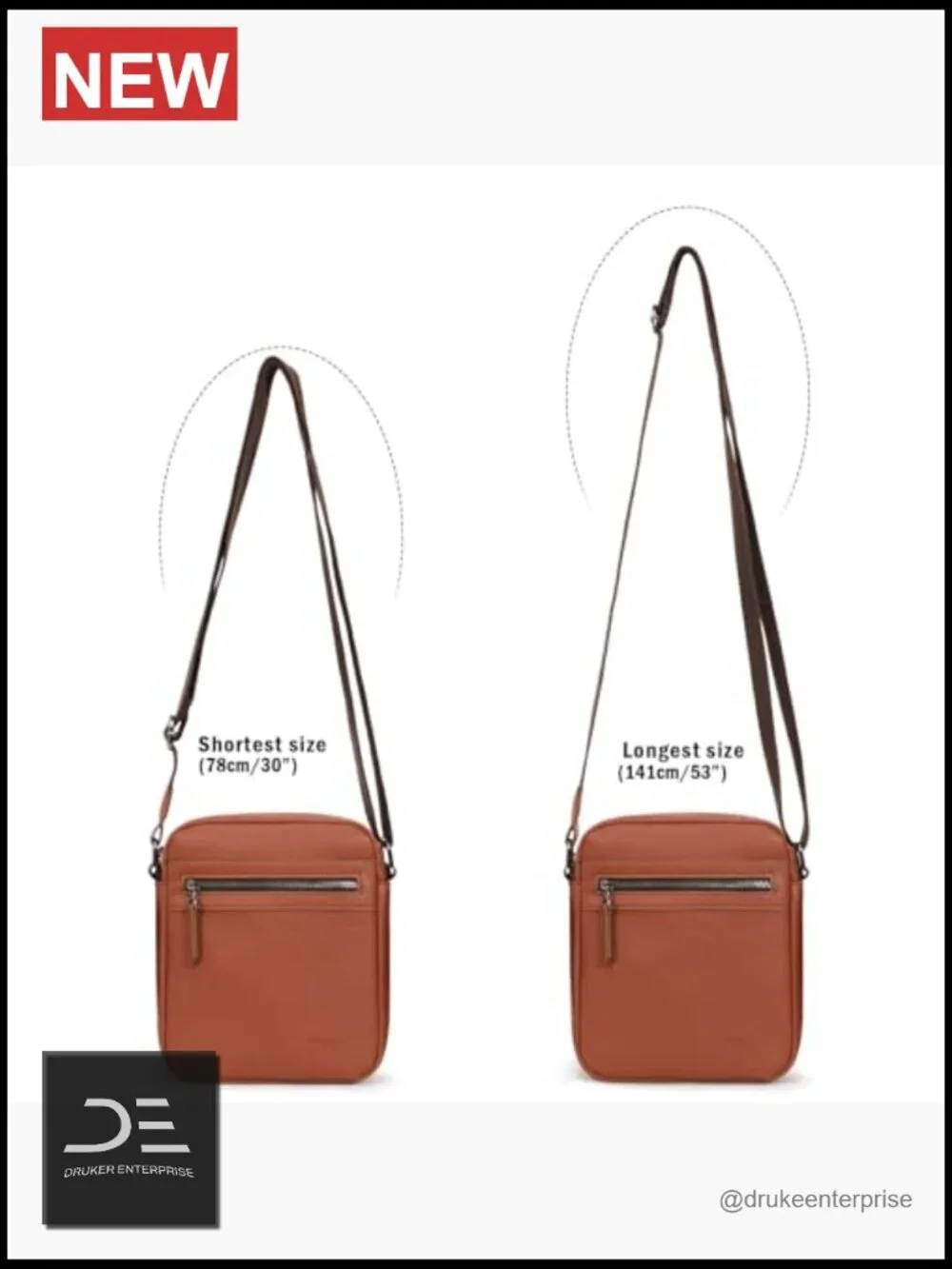 PU Leather Sling Crossbody Bag for Men Messenger Bag Mustard